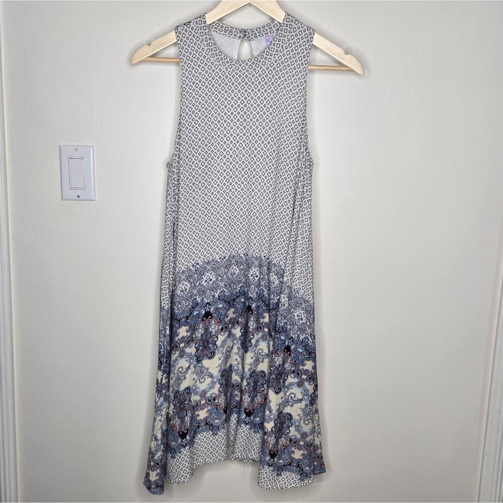 AYLA Sleeveless Ornately Patterned A-line Summer Dress w/ Pockets Size M